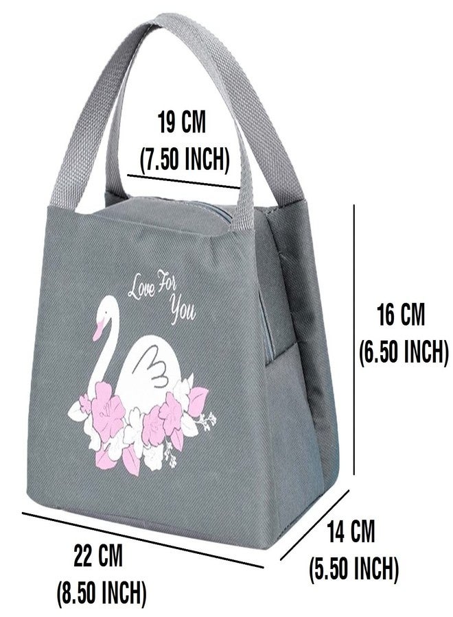 Bluwings Thermal Insulated Travel Lunch Bags Small for Women Work, Student Kids to School Leak-Proof Hot Cold Lunch Bag Reusable Tote Bag with Aluminum Inner Foil (1 Pc) (Swan) - Image 3
